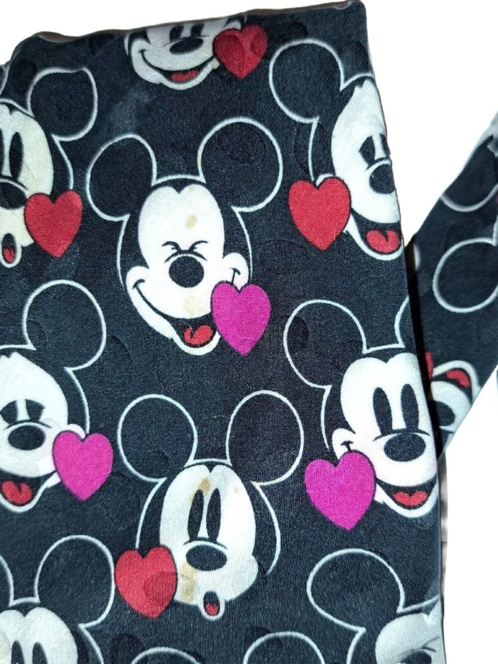 The Disney Store Black White Silk Hand Made Mickey Mouse Tie